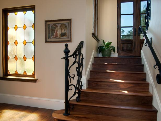 Wood Staircase French Country Estate